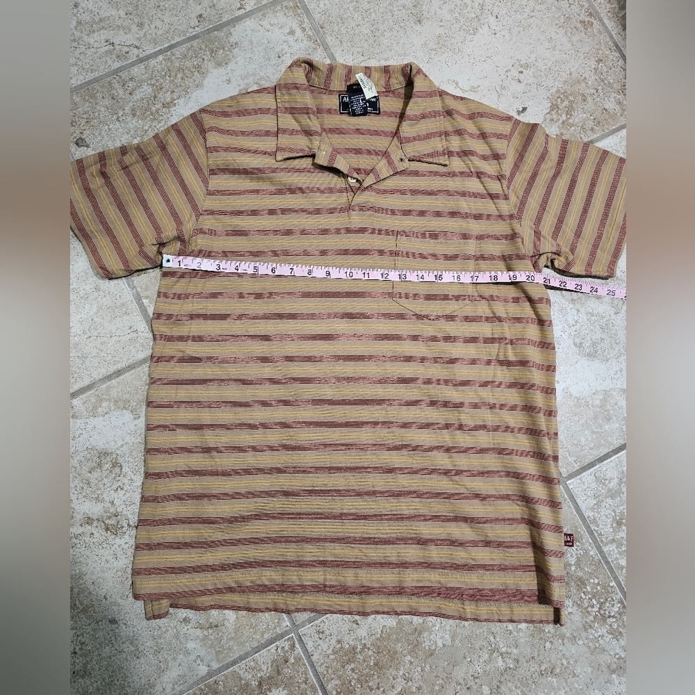 Abercrombie & Fitch Men’s XL Striped Polo Tan Cotton Y2K Preppy Retro Heritage - Picture 5 of 6